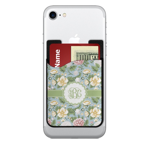 Custom Vintage Floral 2-in-1 Cell Phone Credit Card Holder & Screen Cleaner (Personalized)