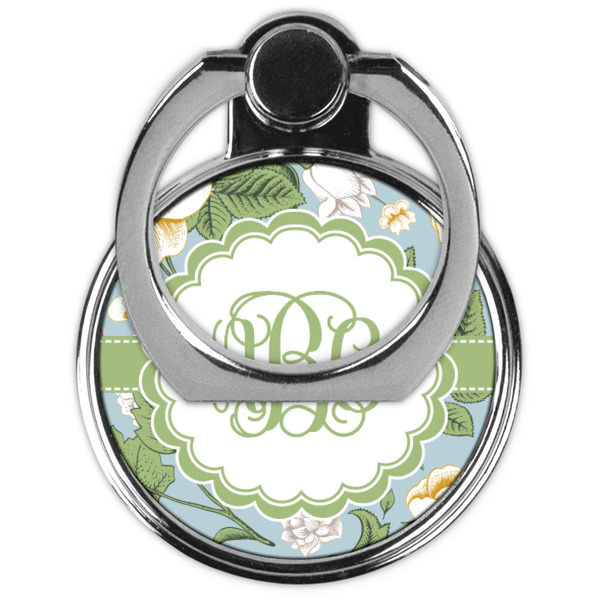 Vintage Floral Cell Phone Ring Stand & Holder - Front (Collapsed)