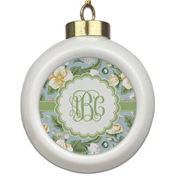 Vintage Floral Ceramic Ball Ornament (Personalized)