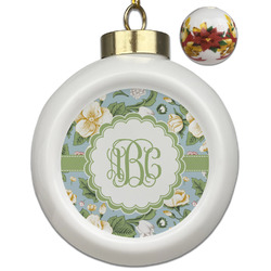 Vintage Floral Ceramic Ball Ornaments - Poinsettia Garland (Personalized)