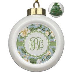 Vintage Floral Ceramic Ball Ornament - Christmas Tree (Personalized)