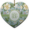 Vintage Floral Ceramic Flat Ornament - Heart (Front)