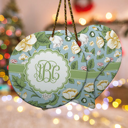 Vintage Floral Ceramic Ornament w/ Monogram