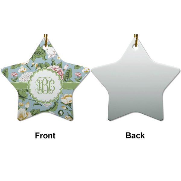 Vintage Floral Ceramic Flat Ornament - Star Front & Back (APPROVAL)