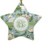 Vintage Floral Star Ceramic Ornament w/ Monogram