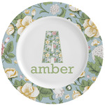Vintage Floral Ceramic Dinner Plates (Set of 4) (Personalized)
