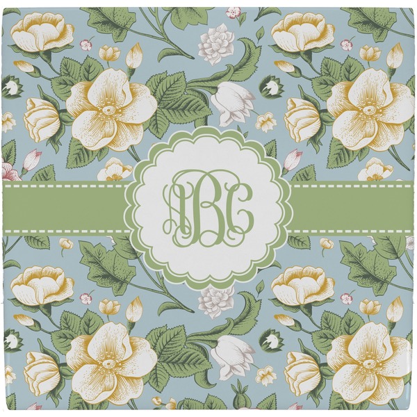 Custom Vintage Floral Ceramic Tile Hot Pad (Personalized)