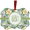 Vintage Floral Metal Frame Ornament - Double Sided w/ Monogram