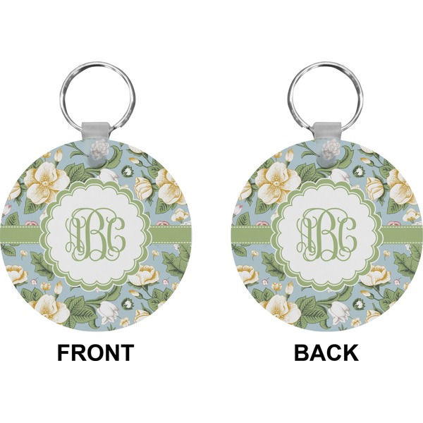 Vintage Floral Circle Keychain (Front + Back)