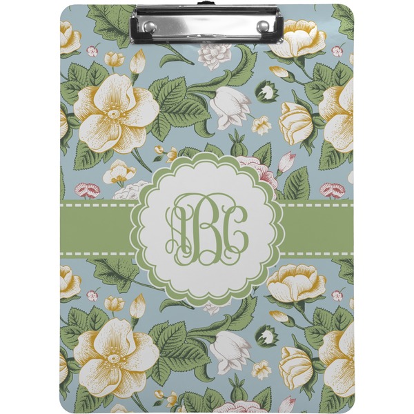 Custom Vintage Floral Clipboard (Letter Size) (Personalized)