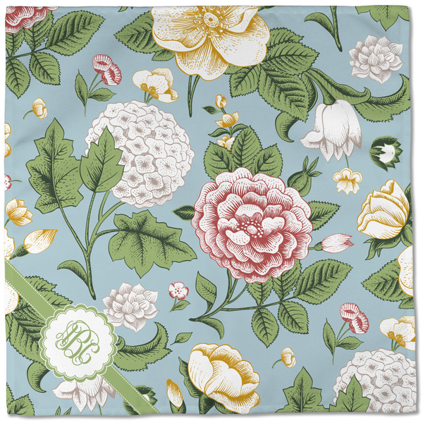 Vintage Floral Cloth Napkins - Personalized Dinner (Full Open)