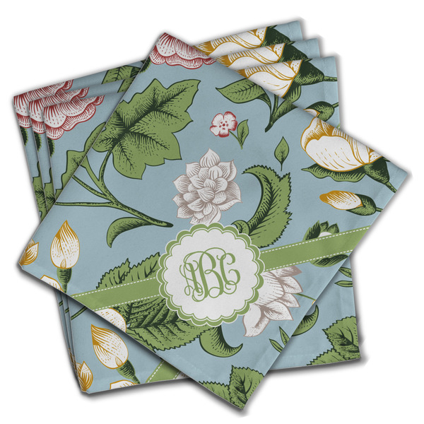 Custom Vintage Floral Cloth Napkins (Set of 4) (Personalized)