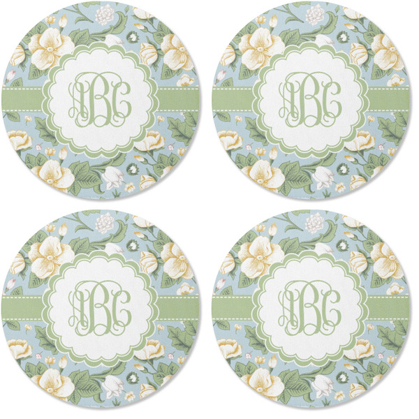 Vintage Floral Coaster Round Rubber Back - Apvl