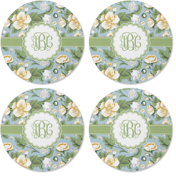 Vintage Floral Coaster Round Rubber Back - Apvl