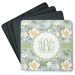 Vintage Floral Square Rubber Backed Coasters - Set of 4 (Personalized)
