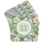 Vintage Floral Cork Coaster - Set of 4 w/ Monogram