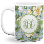Vintage Floral 11 Oz Coffee Mug - White (Personalized)