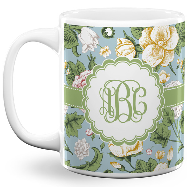 Custom Vintage Floral 11 Oz Coffee Mug - White (Personalized)