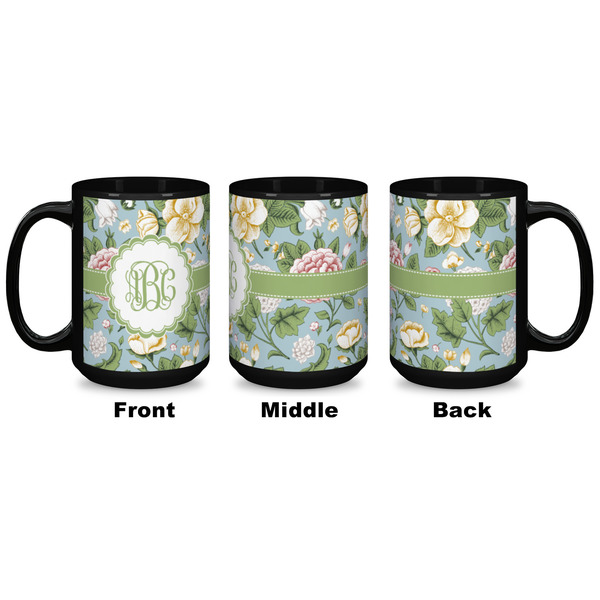 Vintage Floral Coffee Mug - 15 oz - Black APPROVAL