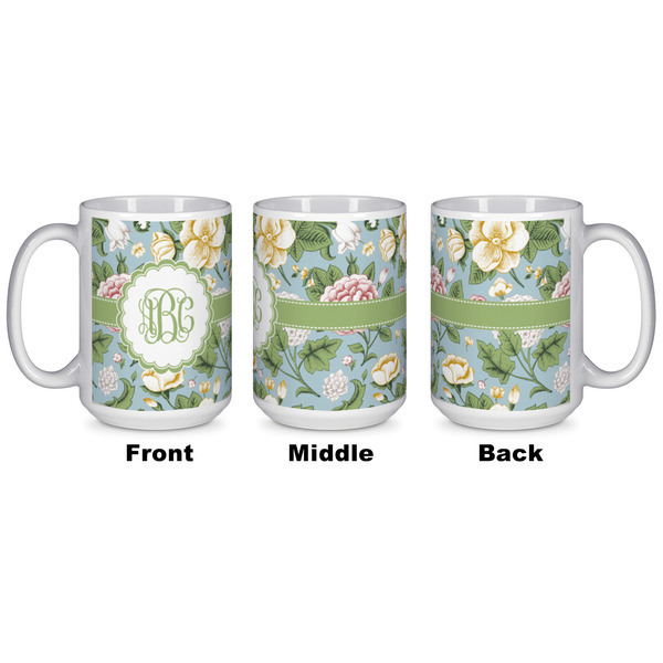 Vintage Floral Coffee Mug - 15 oz - White APPROVAL