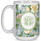 Vintage Floral Coffee Mug - 15 oz - White Full