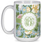 Vintage Floral 15 Oz Coffee Mug - White (Personalized)