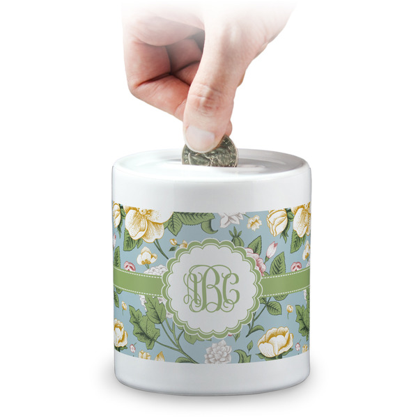 Custom Vintage Floral Coin Bank (Personalized)