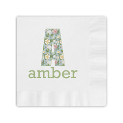 Vintage Floral Coined Cocktail Napkins (Personalized)