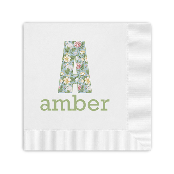Custom Vintage Floral Coined Cocktail Napkins (Personalized)