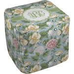 Vintage Floral Cube Pouf Ottoman - 18" (Personalized)