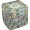 Vintage Floral Cube Poof Ottoman (Top)