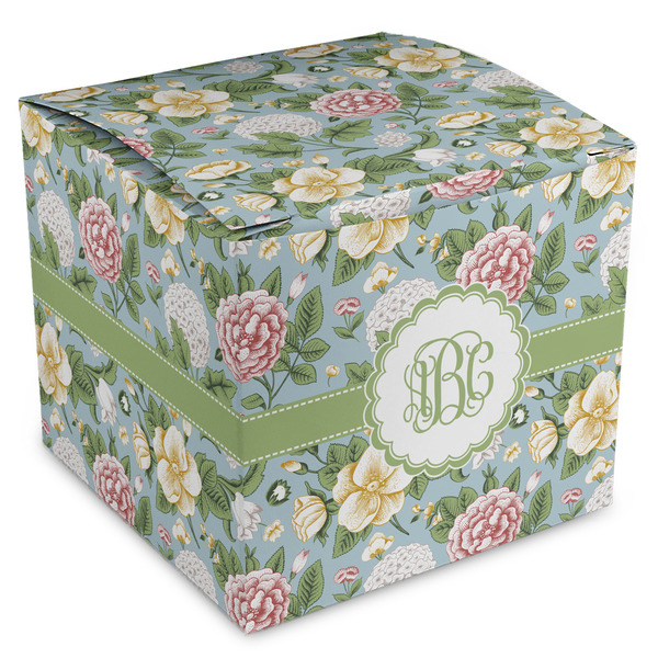 Custom Vintage Floral Cube Favor Gift Boxes (Personalized)