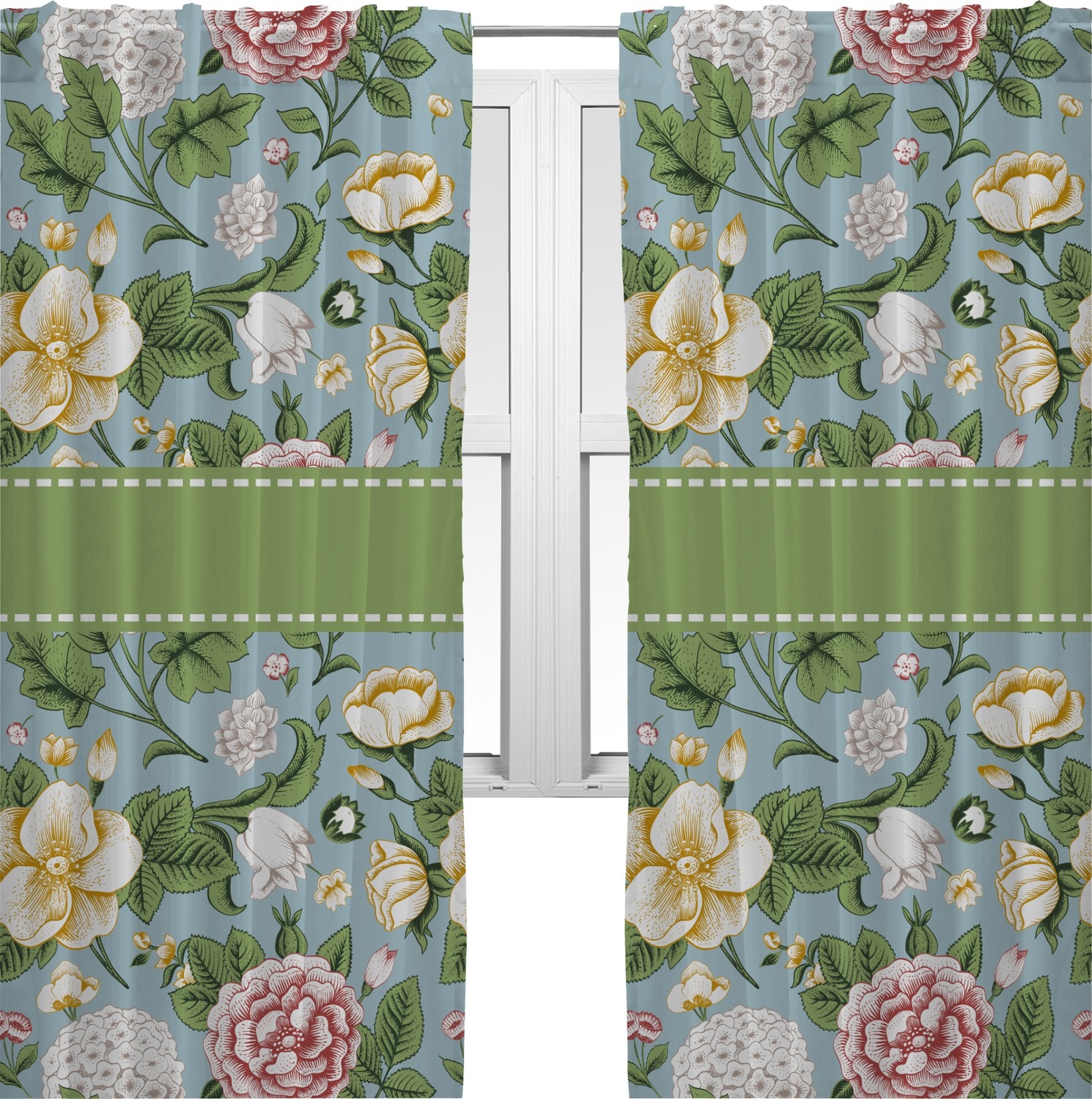 Vintage Floral Curtains - 40"x84" Panels - Unlined (2 Panels Per Set