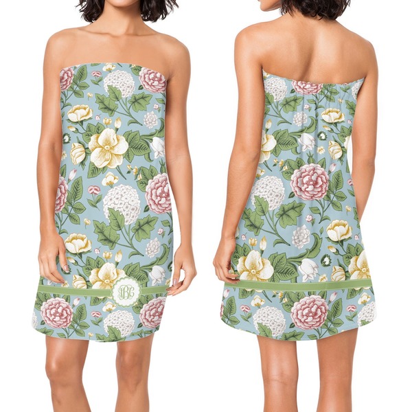 Vintage Floral Custom Bath Wrap - Front & Back View