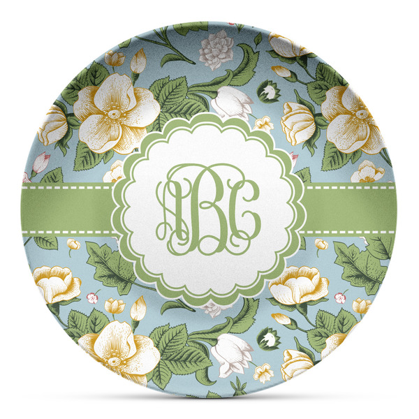 Custom Vintage Floral Microwave Safe Plastic Plate - Composite Polymer (Personalized)