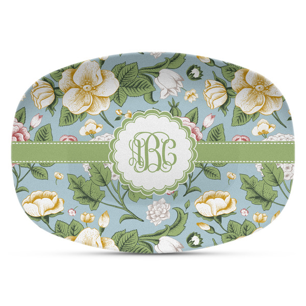 Custom Vintage Floral Plastic Platter - Microwave & Oven Safe Composite Polymer (Personalized)