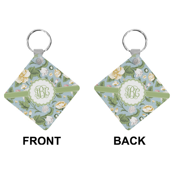 Vintage Floral Diamond Keychain (Front + Back)