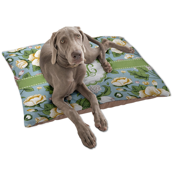 Custom Vintage Floral Dog Bed - Large w/ Monogram