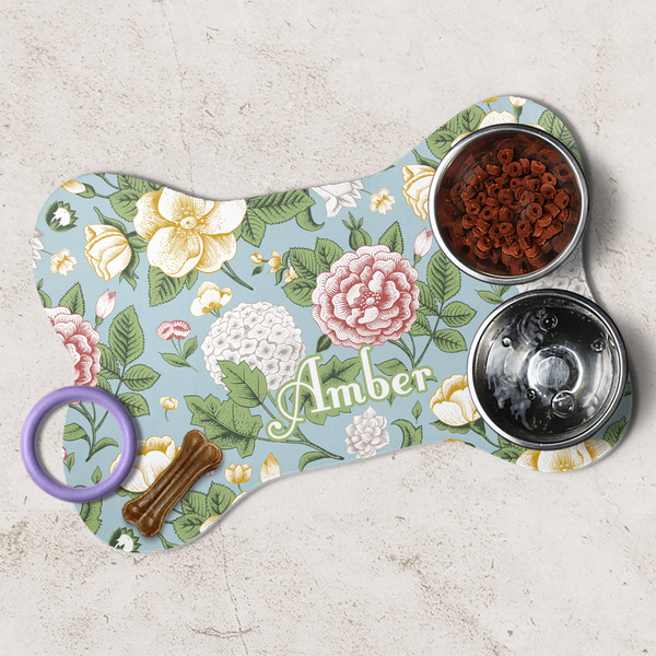 Vintage Floral Dog Bone Shaped Mat Lifestyle