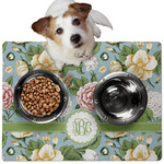 Vintage Floral Dog Food Mat - Medium w/ Monogram