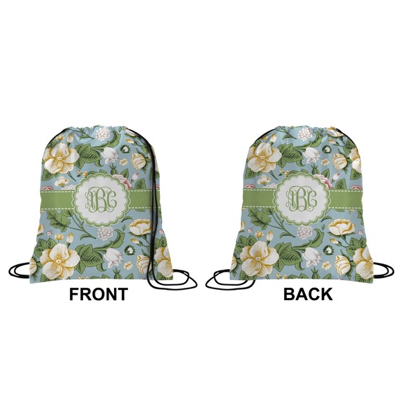 Vintage Floral Drawstring Backpack Front & Back Small