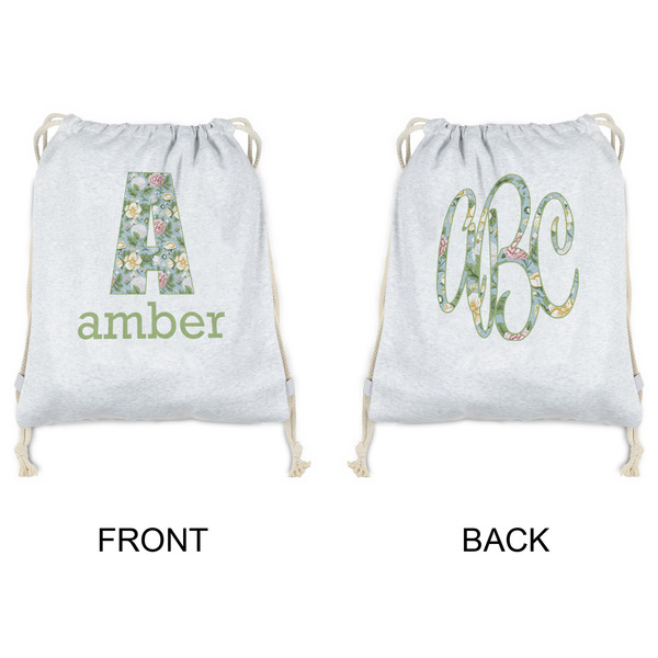 Vintage Floral Drawstring Backpacks - Sweatshirt Fleece - Double Sided - APPROVAL