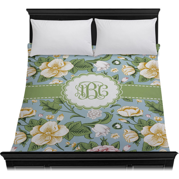 Vintage Floral Duvet Cover - Queen - On Bed - No Prop