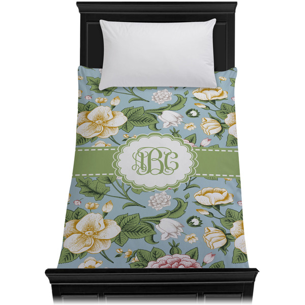 Vintage Floral Duvet Cover - Twin - On Bed - No Prop