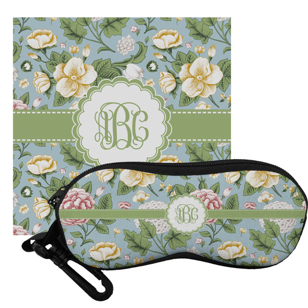 Custom Vintage Floral Eyeglass Case & Cloth (Personalized)