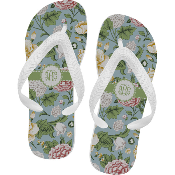 Custom Vintage Floral Flip Flops - Small (Personalized)