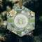 Vintage Floral Frosted Glass Ornament - Hexagon (Lifestyle)