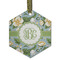 Vintage Floral Frosted Glass Ornament - Hexagon