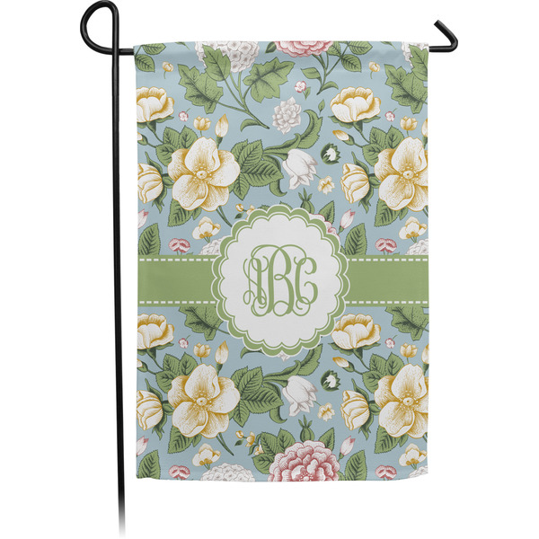 Custom Vintage Floral Small Garden Flag - Single Sided w/ Monograms