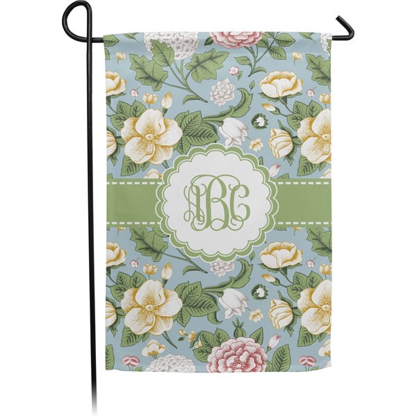 Custom Vintage Floral Small Garden Flag - Double Sided w/ Monograms